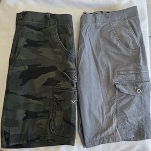 Men's Camouflage and Gray Cargo Shorts